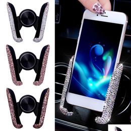 Car Holder Car Phone Holder Women Diamond Crystal Air Vent Mount Mobile Stand In Bracket Interior Accessories Drop Delivery 2022 Mobi Dhkpy