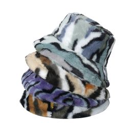Ethnic Clothing 2023 Winter Bucket Hats Women Fashion Print Ladies Warm Panama Hat Wool Soft Velvet Fur Hair Outdoor