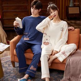 Men's Sleepwear 2022 Autumn Couple Letter Print Cartoon Sexy Night Sleep Clothes Casual Lovers Nightwear Sweet Home Pyjama Pijama