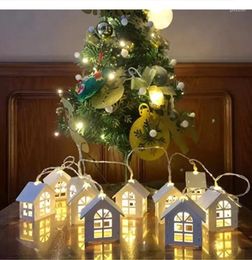 Strings 2m 10 LED Holiday Lights String Garland Wooden House Christmas Novelty Room Wedding Party Decoration Xmas