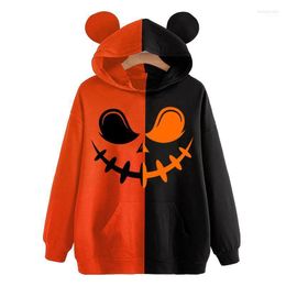 Women's Hoodies Women's & Sweatshirts Halloween Pumpkin Face Graphic Womens Winter Tops Kawaii Patchwork Clothes Party Shirt