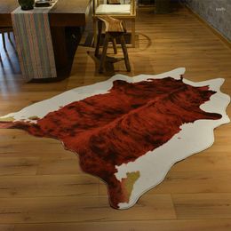 Carpets Wine Red Cowhide Carpet Large For Living Room Tapetes Para Sala De Estar Faux Fur Rug Fashion Alfombra
