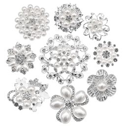 Pins Brooches Siertone Rhinestone Big Pearl Crystal Wedding Bouquet Kit Set Wholesale Lot Fashion Women Girl Flower Clear Brooch Dro Am7Oz