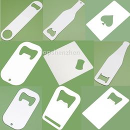 9 Style Shape Personalized Sublimation Blank Bottle Opener Stainless Steel Flat Beer Bottles Openers Double Sided Print For Kitchen Bar Restaurant Custom Supplies