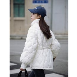 Parkas Fall Winter Womens Down Parka Loose Fashion Lantern Sleeve Women Cotton Padded Clothes Casual Rhombus Coat Jacket 221010