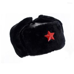 Berets Winter Bomber Hats For Men Women Faux Leather Pilot Russia Trapper Cap Warm Fleece Ear Flap Ushanka