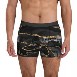 Underpants Glitter Marble Underwear Black And Gold Marbles Plain Panties Custom Shorts Briefs 3D Pouch Male Plus Size Boxer