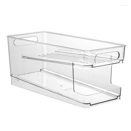 Storage Bottles 2 Tier Refrigerator Box Rolling Clear Organiser Container Cabinet For Home Kitchen Refrigerators Cola Soda