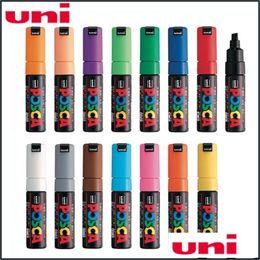 Markers 1Pcs Uni Posca Paint Marker Pen- Broad Tip-8Mm Pc-8K 15 Colours For Ding Painting Y200709 Drop Delivery 2022 Office School Bus Dhrui