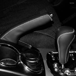 Interior Accessories Leather Hand Sewn Handbrake Cover Gear Shift Collars Brake Set For SSANGYONG KORANDO 2011-15