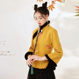 Ethnic Clothing Vintage China Style Coat Traditional Cotton Jacket Hanfu Women Tang Suit Tops Winter Female Chinese Year Clothes KK4245