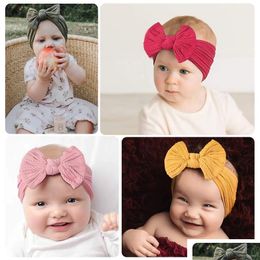 Other Festive Party Supplies Newborn Baby Headband Girls Stretch Knit Kids Bandana Bow Soft Nylon Headwear Hair Accessories Drop Del Dhzka