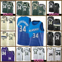 Mens Basketball Jersey Giannis 34 Antetokounmpo Youth Ray 34 Allen S-2xl Black