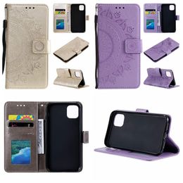 Totem Leather Wallet Cases For Xiaomi 11 11T M4 Pro 4G X4 5G Redmi 10C 10A Note 11 Samsung S23 Ultra Plus A14 Lace Card Slot Imprint Datura Flower Mandala Flip Cover Purse