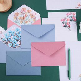 Gift Wrap Invitation Card Party Wedding Festival Supplies Letter Envelopes Set Love Note Printed Flower Floral Pattern Paper