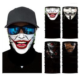 Bandanas Movie Clown Anime Skull Seamless Balaclava Hiking Scarf Neck Gaiter Halloween Magic Headwear Sports Men Cycling