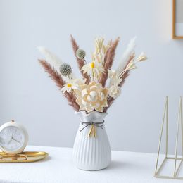 Faux Floral Greenery Natural Dried Flowers Bouqet Rabbit Tail Grass Dried Flower Bouquet Eternal Life Flower Ornaments Home Decoration 221010