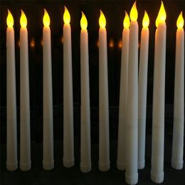 Candles 24 pieces 11 inch Led battery operated flickering flameless Ivory taper candle lamp Stick candle Wedding table 28cmHAmber 221010