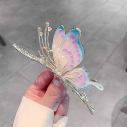 Hair Clips National style painted butterfly large clip metal Colourful fashion hairpin net red advanced sense shark clip