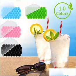 Other Kitchen Dining Bar Household Gadgets Thickened Honeycomb Ice Tray Reusable Sile Mould Bpa- Maker With Removable Lid Drop Deliv Dhdu8