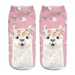 Women Socks 3D Printing Happy Alpaca Female Adult Invisible Magic Cool Sheep Ankle Art Sock Novelty Gift #T1P