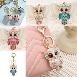 Fashion Owl Diamond Keychain Finish Coloured Rhinestone Crystal Keyring Full Diamond Mosaic Women Bag Pendant Handmade Gifts