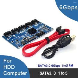 Computer Cables SATA Expansion Card 1 To 5 Port SATA3.0 Controller Motherboard 6Gbps Multiplier Riser Adapter For HDD Comput