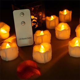 Candles Pack of 6 or 12 Remote Warm White Blink Plastic Fake Amber Wedding Flameless Halloween Birthday 221010