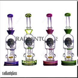 New Hookahs Skull Percolator Frosted Glass Bong Heavy Water Beaker Bong With 14mm Male Bowl Accessories