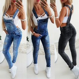 Women's Jeans Broken Hole Fashion Jumpsuit Long Female Pants Overalls Skinny High Street Spring Autumn Wear 221011