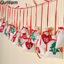 Christmas Decorations OurWarm Date 1-24 1-31 Felt Advent Calendar Garland DIY Gift Bag Countdown Year's Products