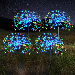 Solar Fireworks Lights LED Outdoor Garden Grass Globe Dandelion Decoration Fairy Waterproof Patio Lawn Pathway Lamp