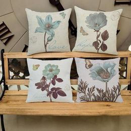 Pillow Nordic Flower Throw Pillows Painting Rural Plant Butterfly Cotton Linen Home Decoration Garden Chair Sofa Pillowcase