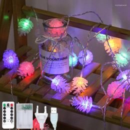 Strings Led Pine Cones Garland String Lights Festival Christmas Wedding Fairy Bedroom Lamp Chain Living Room Party Outdoor Decorations