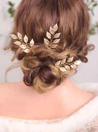 Headpieces Elegant Golden Hair Pins Banquet Headwear Vintage Leaf Headdress Minimalist Wedding Metal Accessories