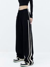 Women's Pants s Harajuku Side Stripe Casual Womens Joggers Sweatpants Elastic Low Waist Hippie Baggy Trousers Street Style Straight Y2K 221011