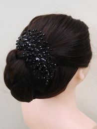 Headpieces Bridal Black Hair Accessories Crystal Rhinestone Headbands Handmade Trendy Party Head Jewellery Tiaras Wedding Comb For Bride