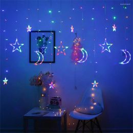 Strings 3.5m Star Moon Curtain Light Led Waterproof Decorative String For Indoor Outdoor Bedroom Kitchens Terraces With Tail Plug