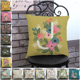 Pillow Flower Letter Style Home Decoration Pillowcase Painting Flowers Printed Cotton Linen Sofa Throw Pillows Cojines 45 45cm