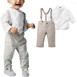 Clothing Sets Autumn Set Long Sleeve Tops Suspender Trousers 5 Sizes Kids Boy Clothes Formal Wear