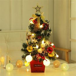 Christmas Decorations LED Handmade Mini Tree Aesthetic Elegant PVC Xmas Model For Home Decoration