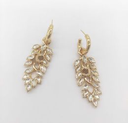 2022 Luxury quality Charm drop earring with diamond in 18k gold plated leaf shape hollow design have box stamp PS7312A
