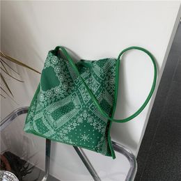 Evening Bags Korean Fashion Totem Printing Shoulder Bag For Women 2022 Boho Chic Ladies Casual Daily Summer Beach Tote Travel Handbag