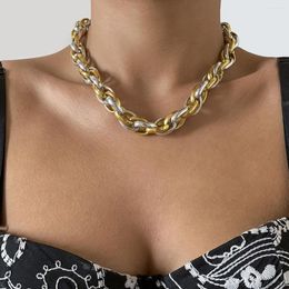 Choker Punk Miami Cuban Necklace Collar Statement Hip Hop Big Chunky Aluminium Mixed Gold Thick Chain Women Jewellery