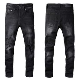 Jeans da uomo firmati skinny neri rip lettera stampa angelo rock denim slim fit vernice splatter per pantaloni da uomo ricamati biker distress dritti