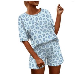 Home Clothing Summer Plus Size Pyjamas For Women Large Loose Printing Short Sleeve T-shirt And Shorts Wear Two Piece Suits #T2G