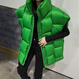 Womens Vests Warm Waistcoat Sleeveless Women Green Loose White Duck Down Vest Fashion Stand Collar Sleeveless Jacket Woven Vest Couple 221010