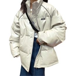 Women's Down Parkas 2021 Women Jacket New Winter Warm Large Size Female Cotton Coats Casual Oversized PU Leather Hooded Padded Lady Parkas Clothes T221011