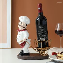 Home Decor Resin Chef Wine Rack Kitchen Teatable Bar Decoration Craft Christmas Gift Handcraf Shelf Metal Sculpture Wind Stand