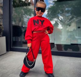 Autumn Children Clothing Sets Kids Letter Print Pullover Tops and Pants 2pcs Sport Suits Baby Girls Casual Outfits